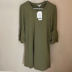MARY SQUARE Women’s Olive Ruffle Sleeve Dress size S, NWT